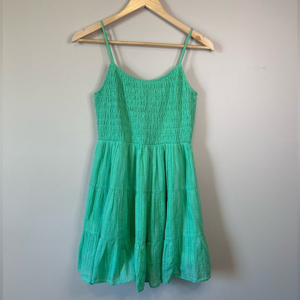 American Eagle Green Sleeveless Smocked Mini Summer Dress Size Medium - Picture 2 of 9